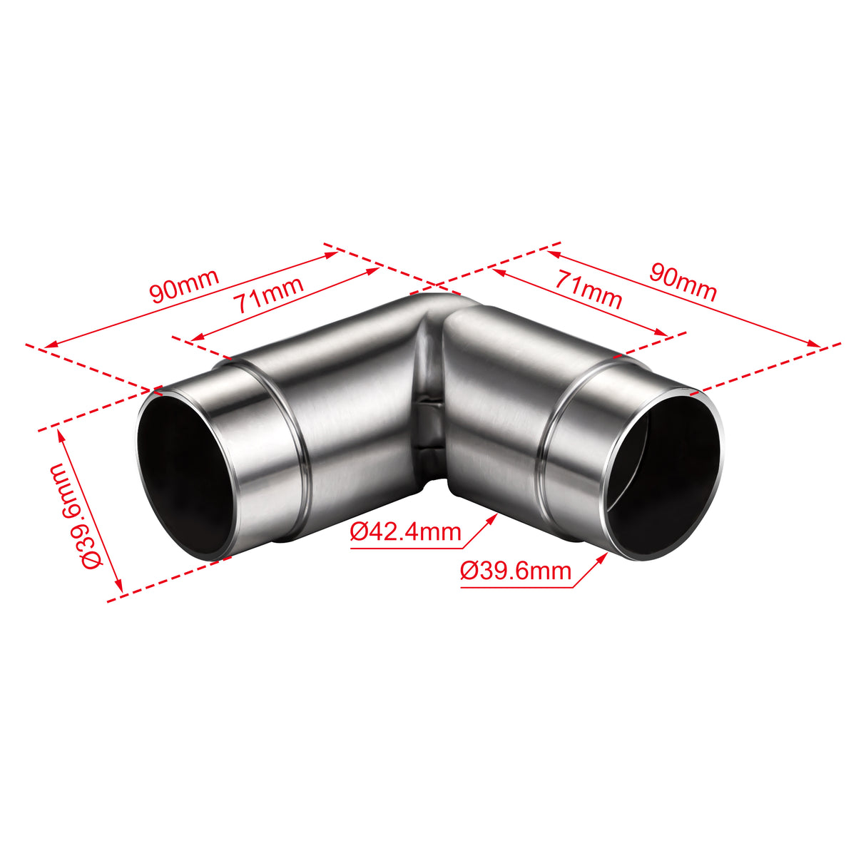 Raccord d'angle mobile pour main courante en acier inoxydable 304 brossé