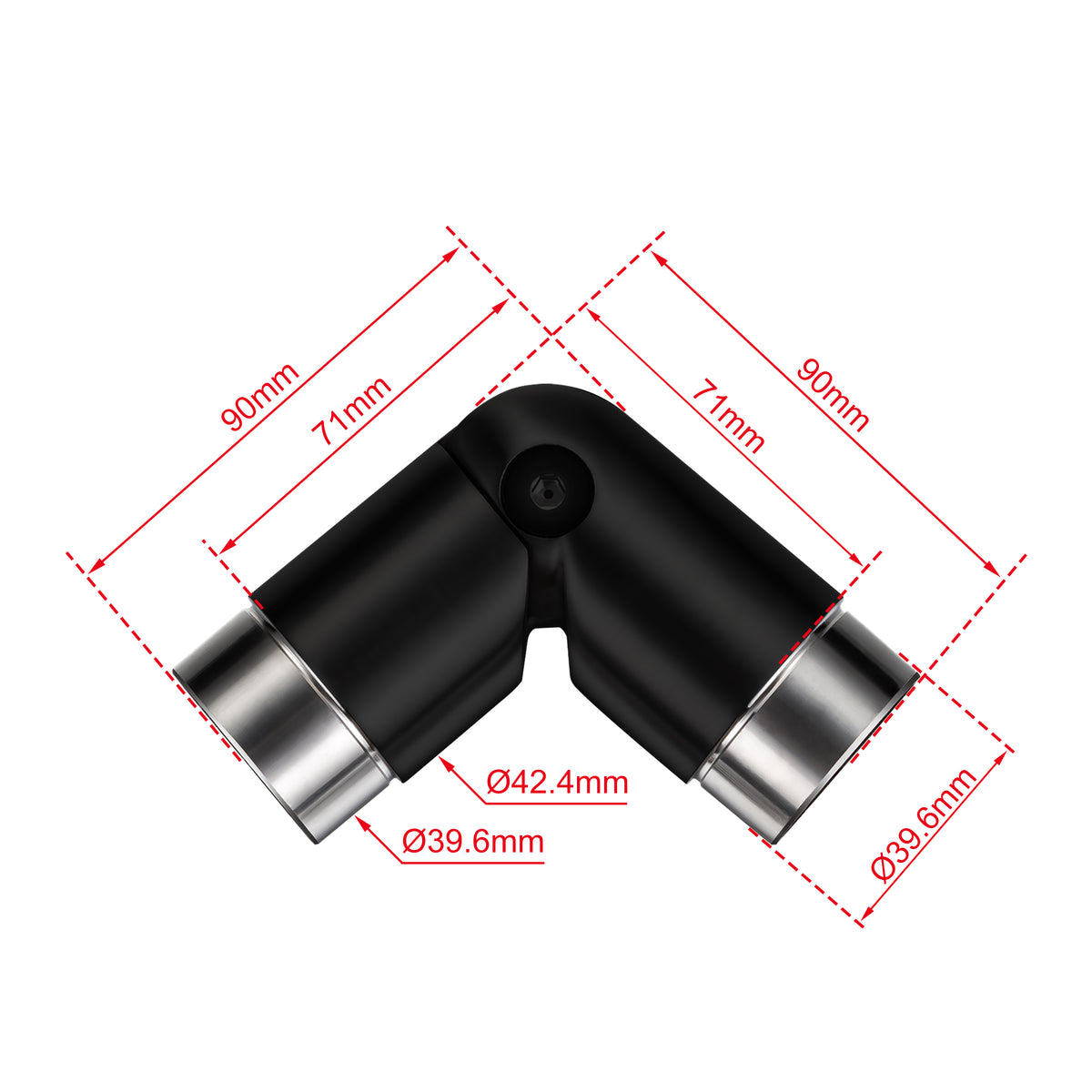 Raccord d'angle mobile pour main courante en acier inoxydable 304 noir mat