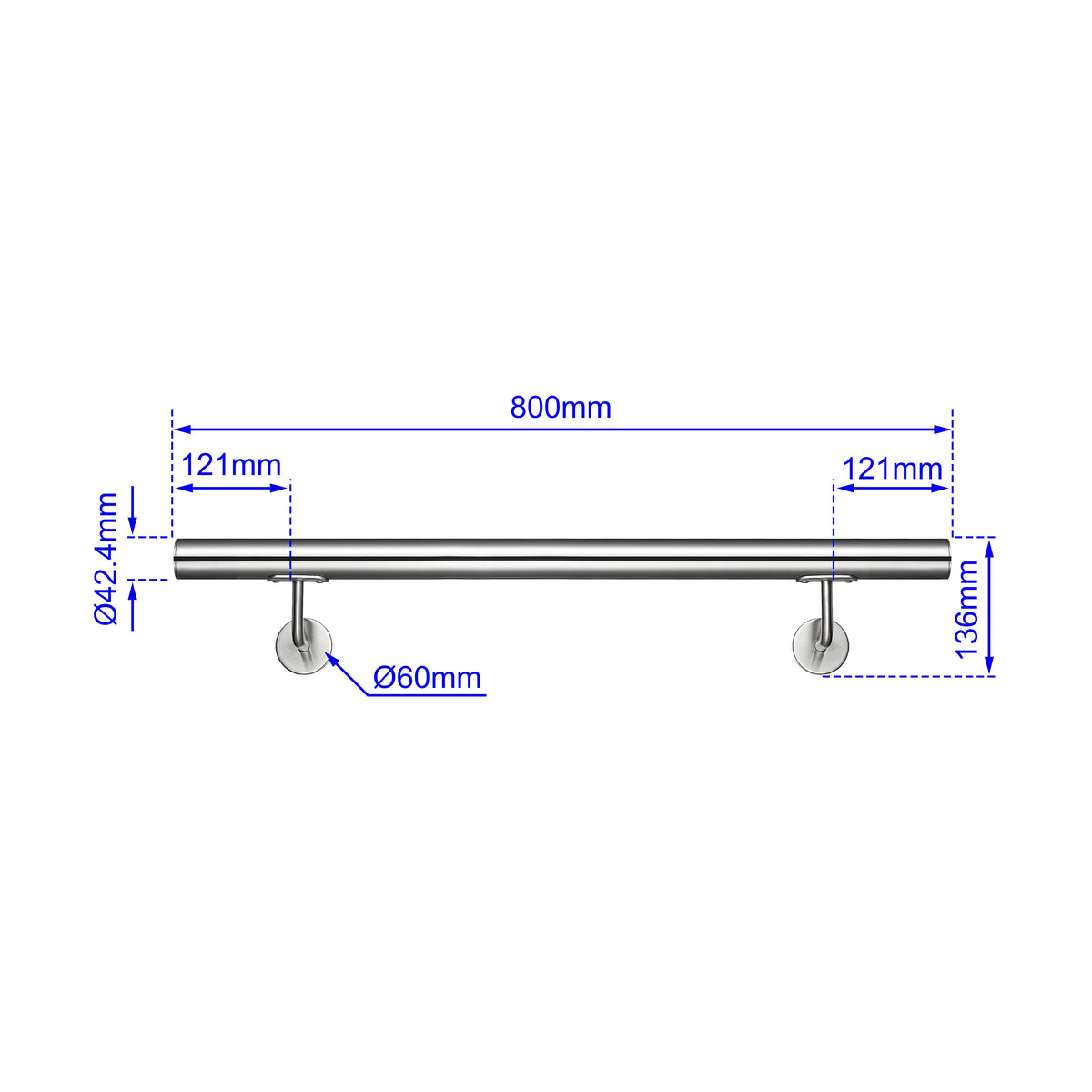 Main courante en acier inoxydable 304 adapté pose extérieure inox brossé