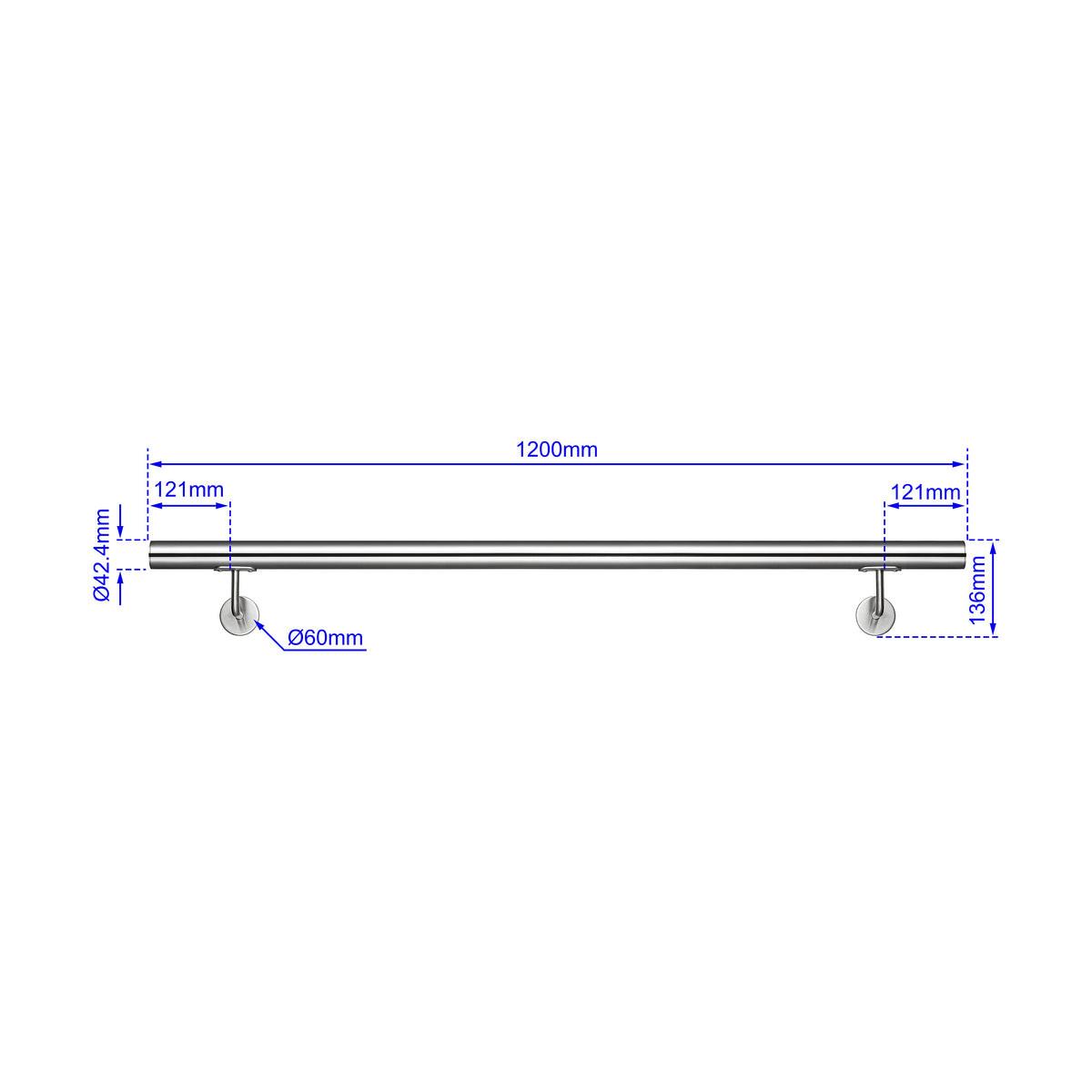 Main courante en acier inoxydable 304 adapté pose extérieure inox brossé