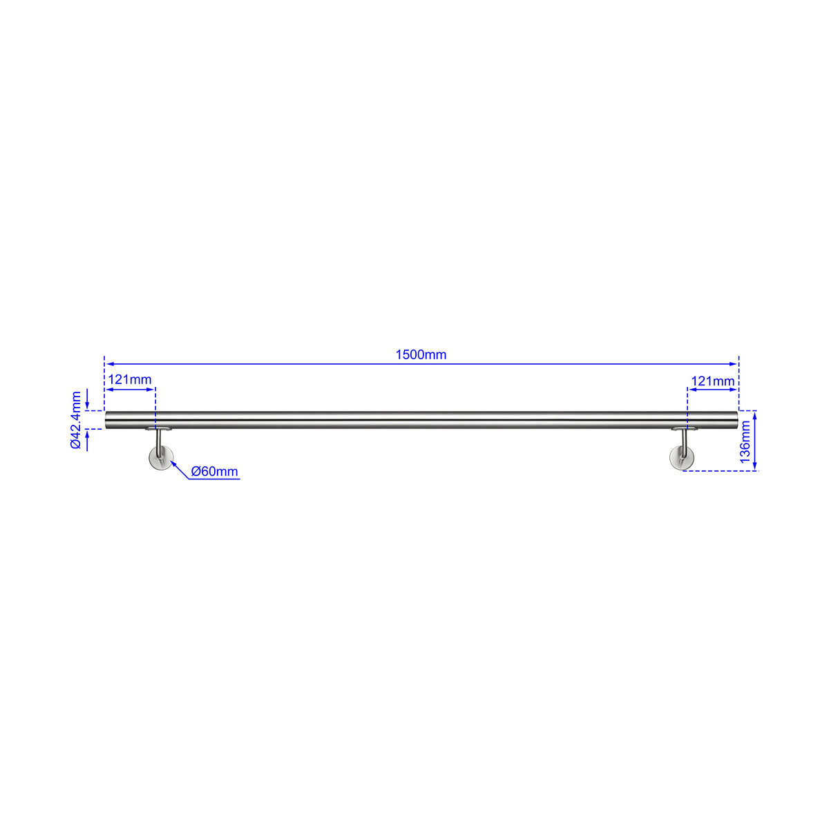 Main courante en acier inoxydable 304 adapté pose extérieure inox brossé