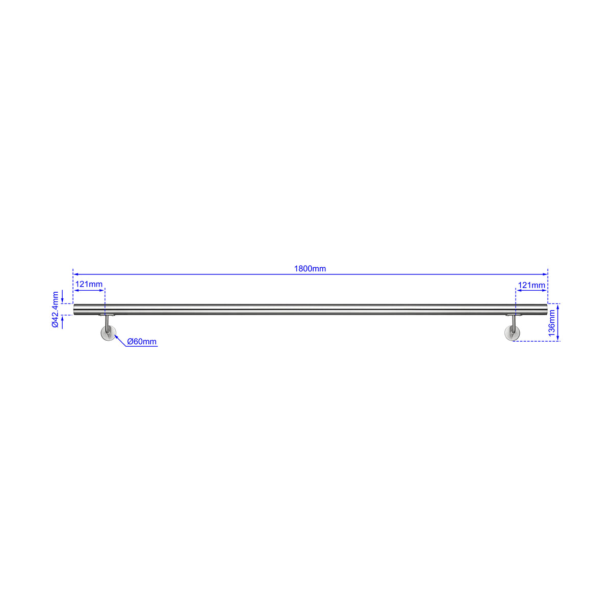 Main courante en acier inoxydable 304 adapté pose extérieure inox brossé