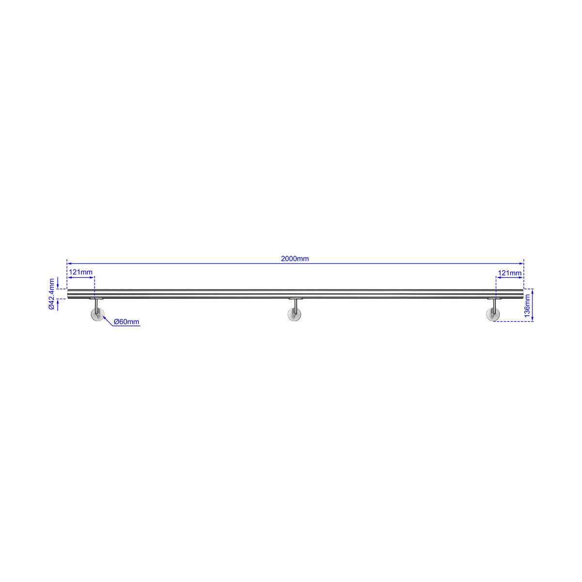 Main courante en acier inoxydable 304 adapté pose extérieure inox brossé