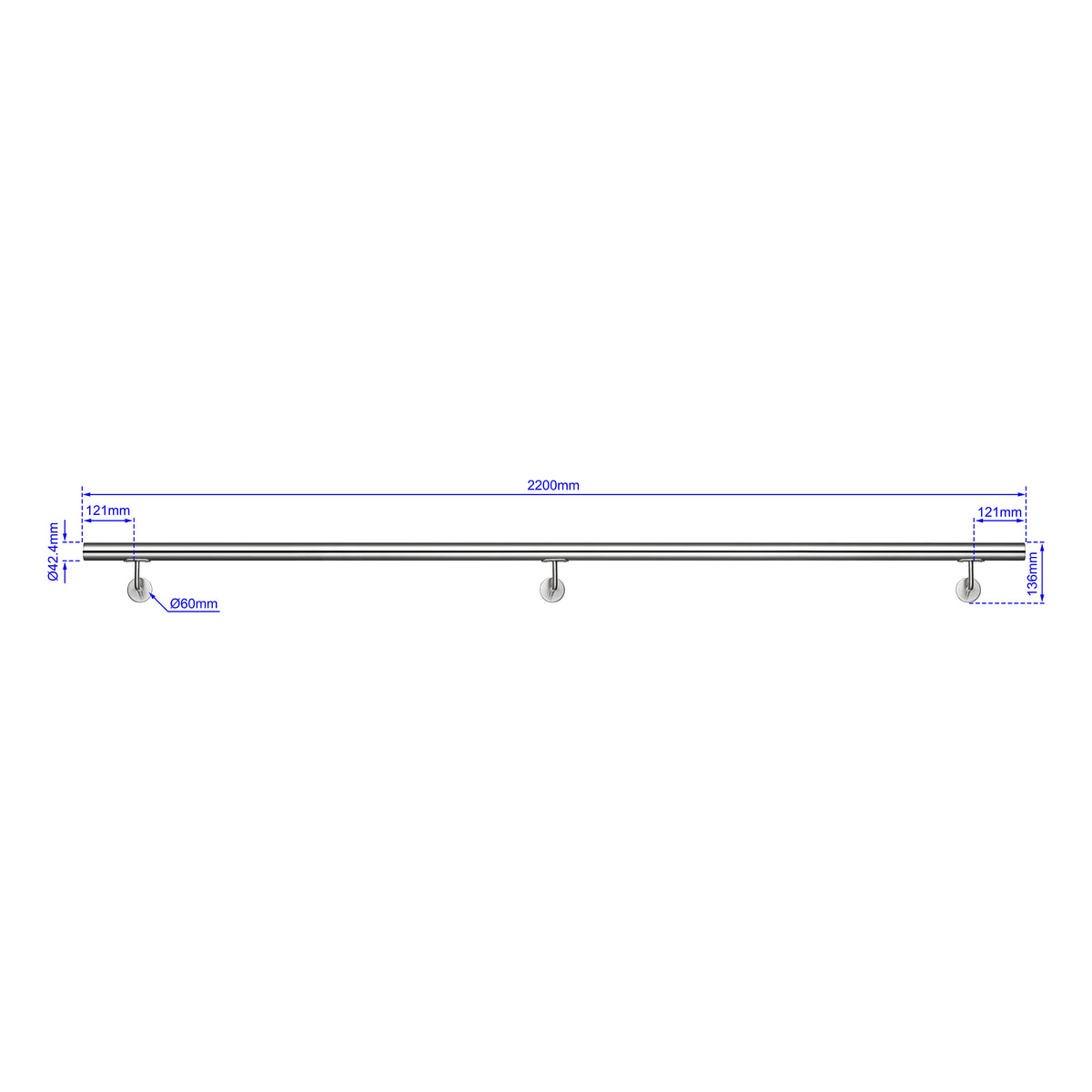Main courante en acier inoxydable 304 adapté pose extérieure inox brossé