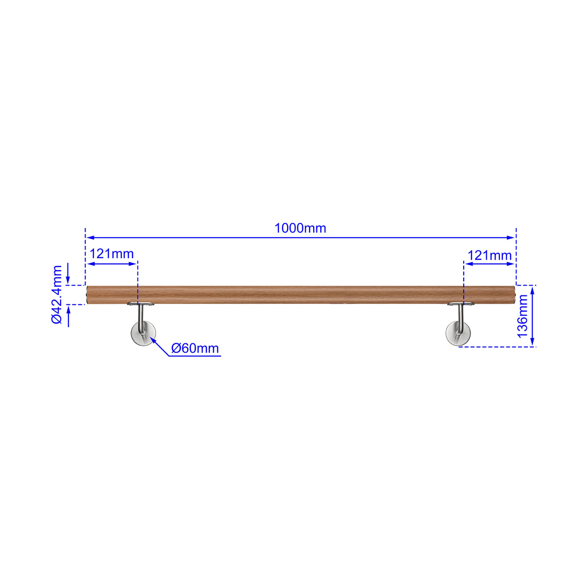 Main courante en acier inoxydable 304 aspect bois extérieur et intérieur