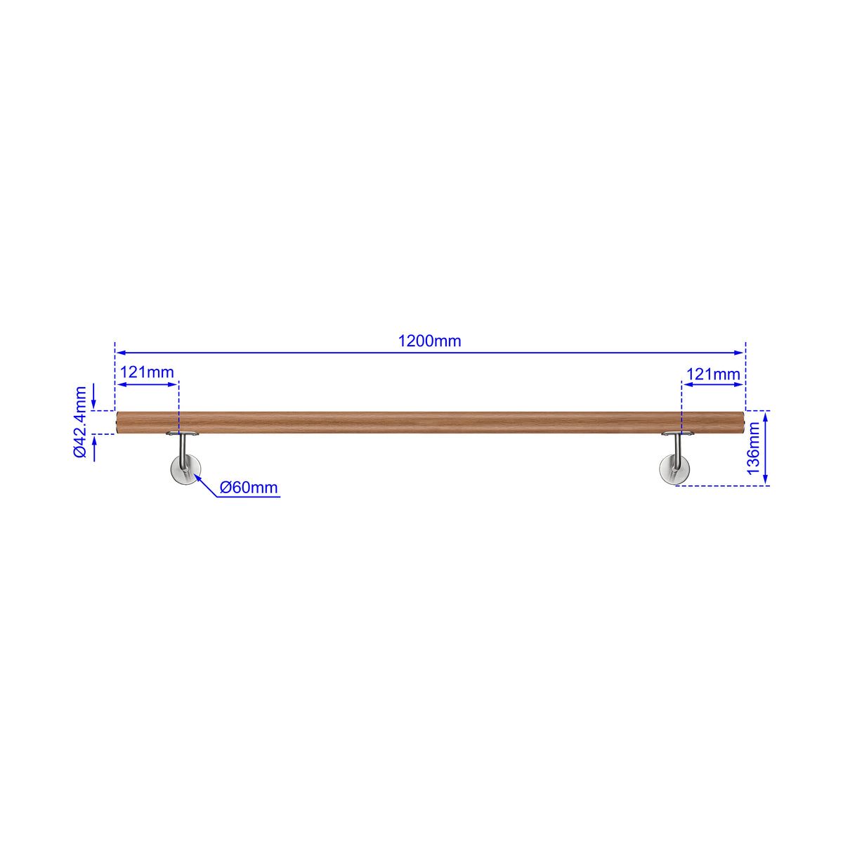 Main courante en acier inoxydable 304 aspect bois extérieur et intérieur