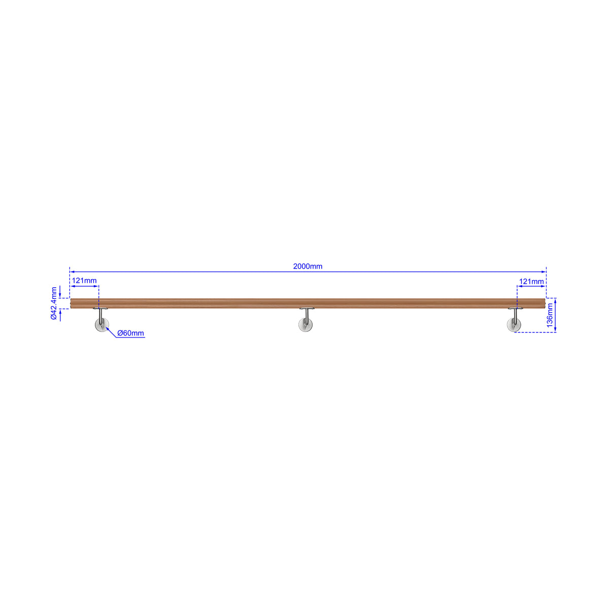 Main courante en acier inoxydable 304 aspect bois extérieur et intérieur