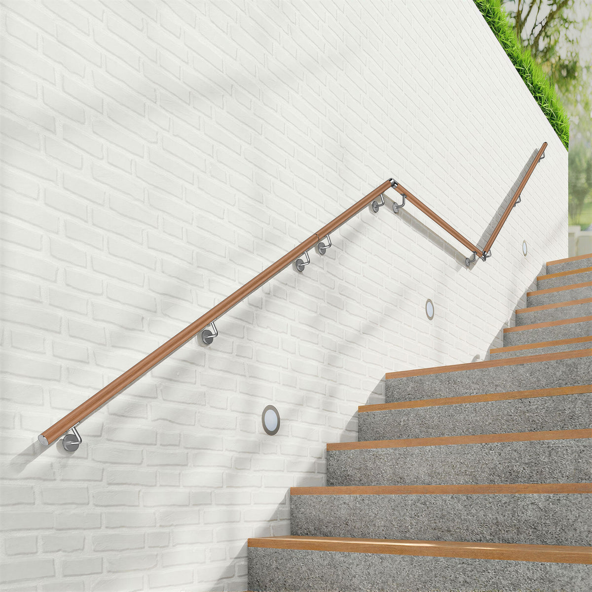 Main courante en acier inoxydable 304 aspect bois extérieur et intérieur