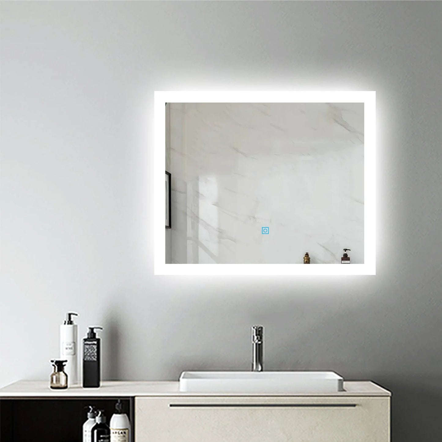 Miroir Anti-buée avec éclairage LED intégré avec pose verticale ou horizontale