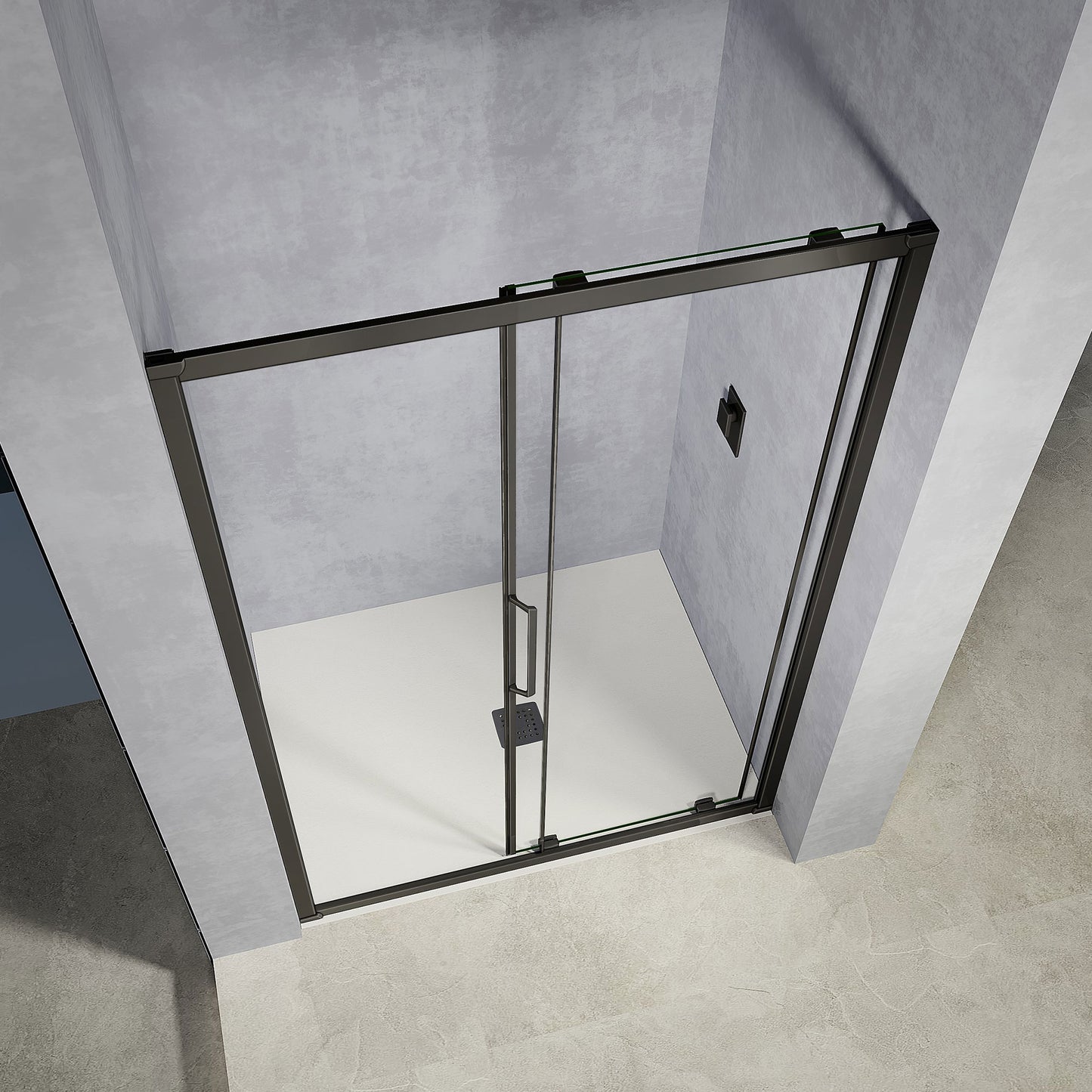 Porte de douche en aluminium et verre haut de gamme