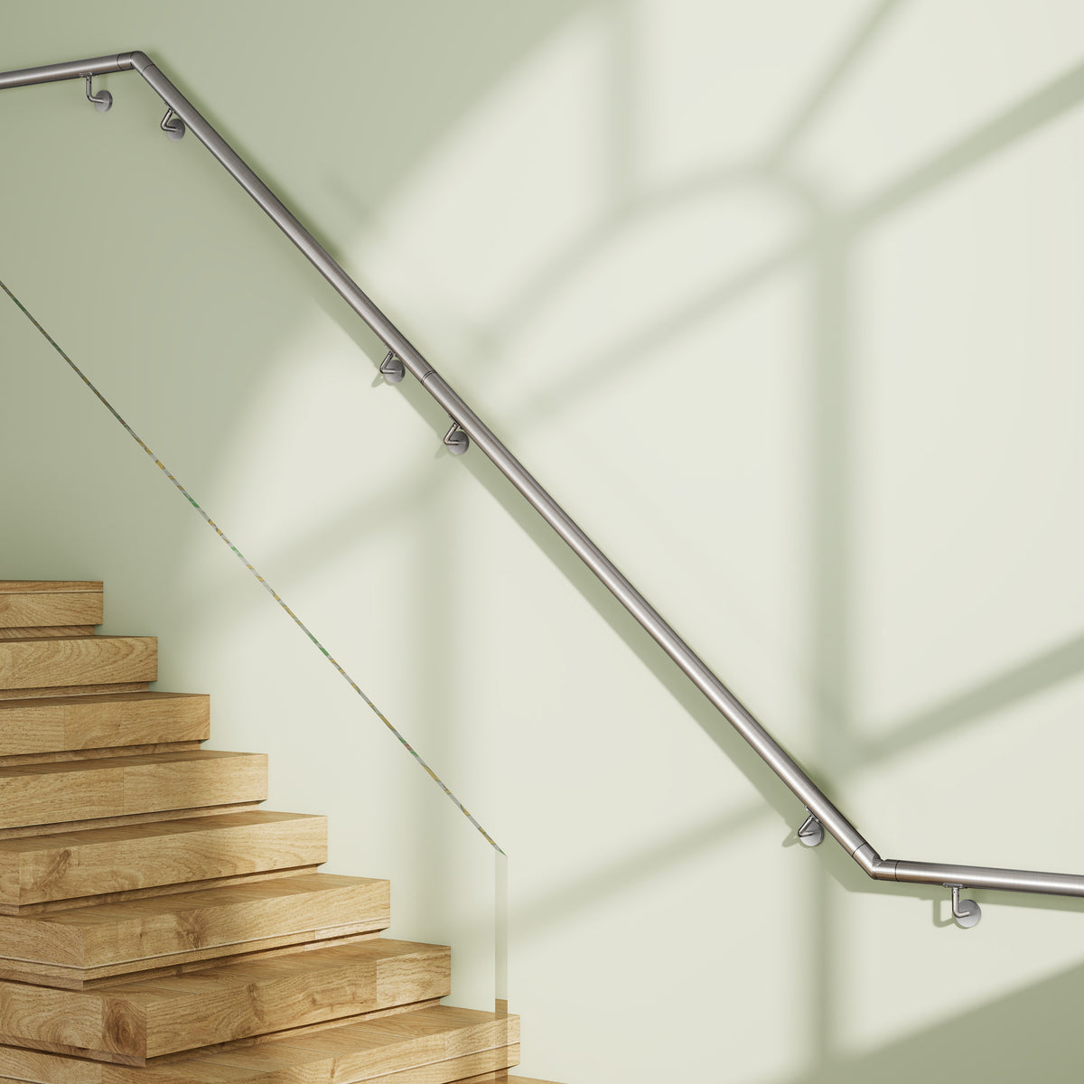 Rampe Escalier murale en inox 201 brossé avec 2 fixations murales articulées
