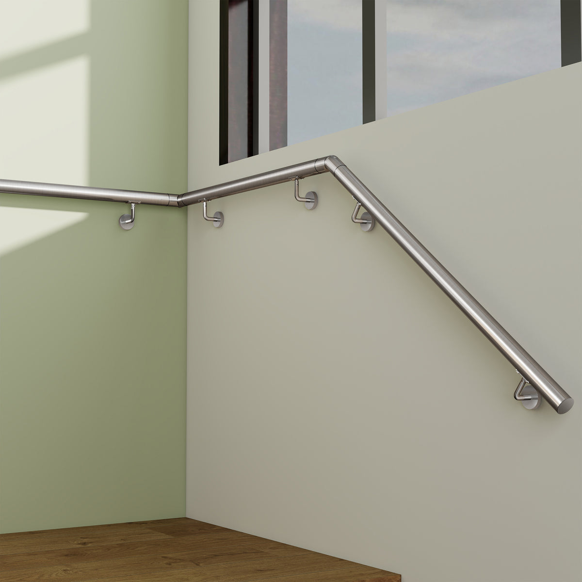 Rampe Escalier murale en inox 201 brossé avec 2 fixations murales articulées