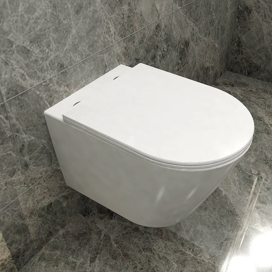 WC arrondie à suspendre avec abattant ultra fin à fermeture SOFT CLOSE