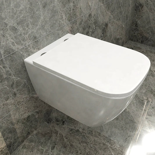 WC forme carrée à suspendre sans bride avec abattant ultra fin à fermeture SOFT CLOSE
