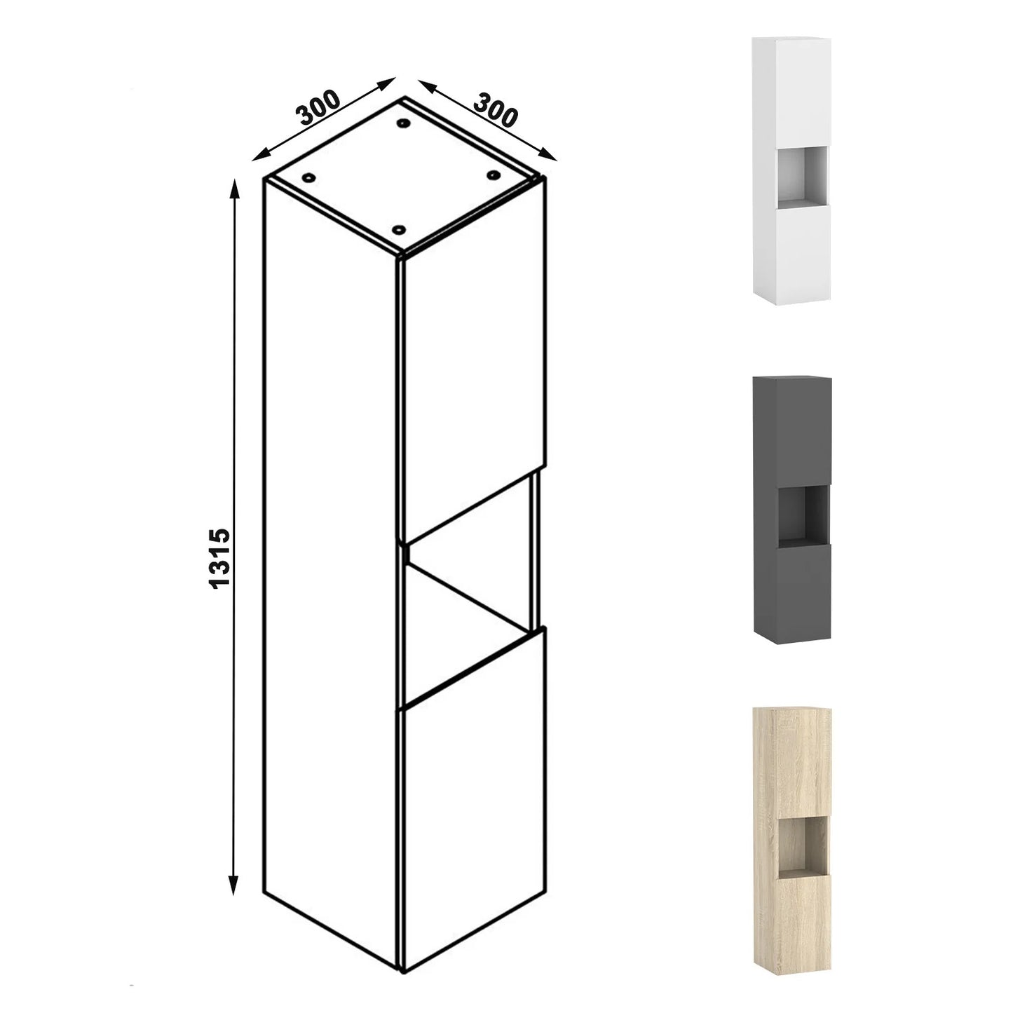 Ensemble de meubles salle de bain lavabo et meuble suspendu 79cm avec colonne 30x30