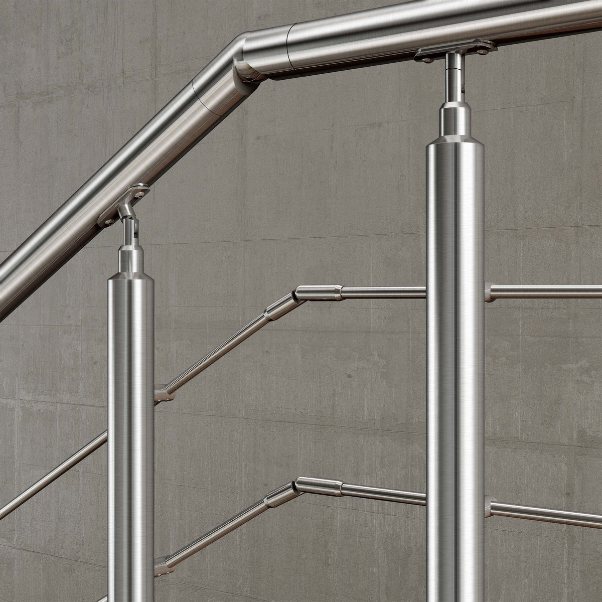Garde-corps en acier inoxydable 304 3 traverses intérieur ou extérieur Fixation latérale à l'anglaise