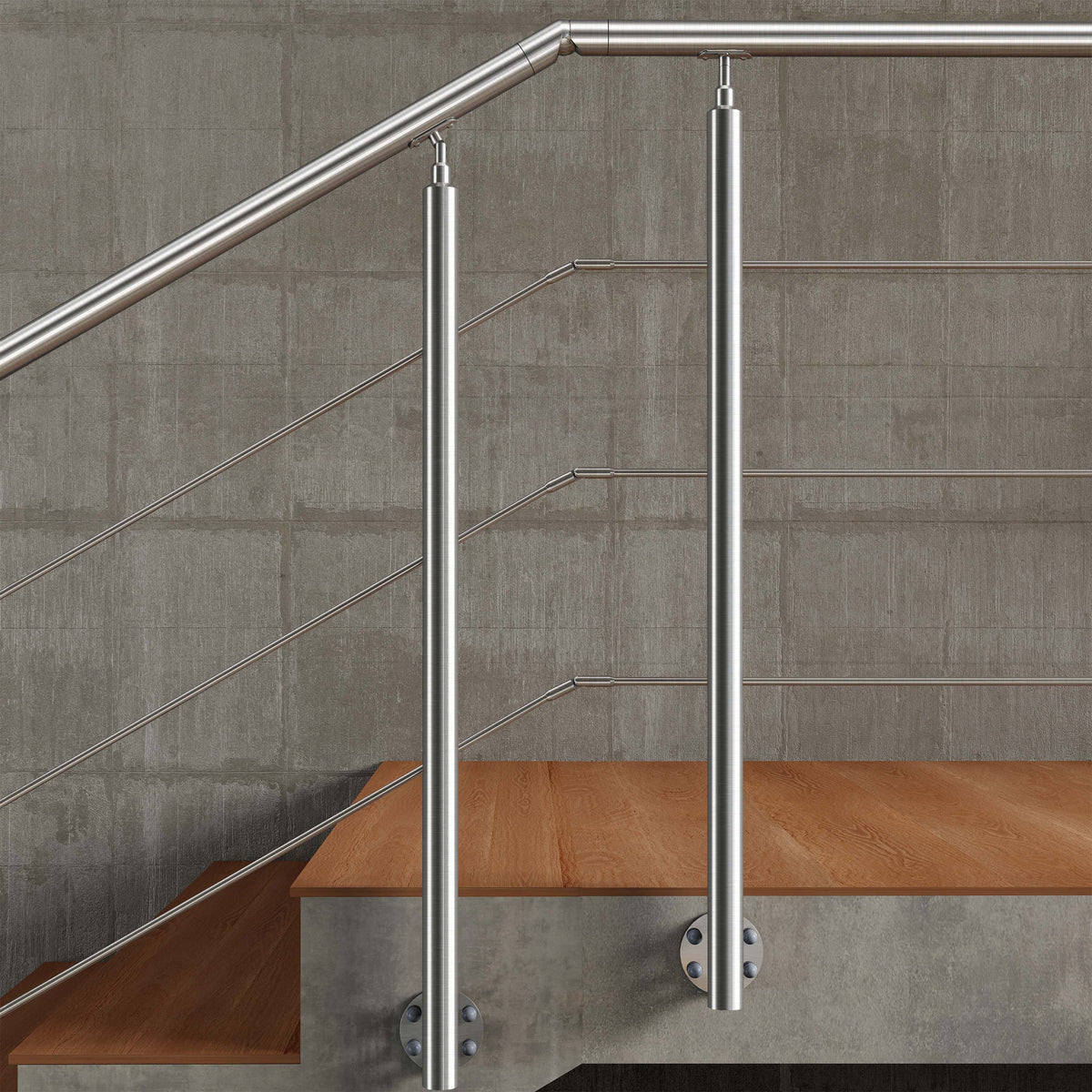 Garde-corps en acier inoxydable 304 3 traverses intérieur ou extérieur Fixation latérale à l'anglaise