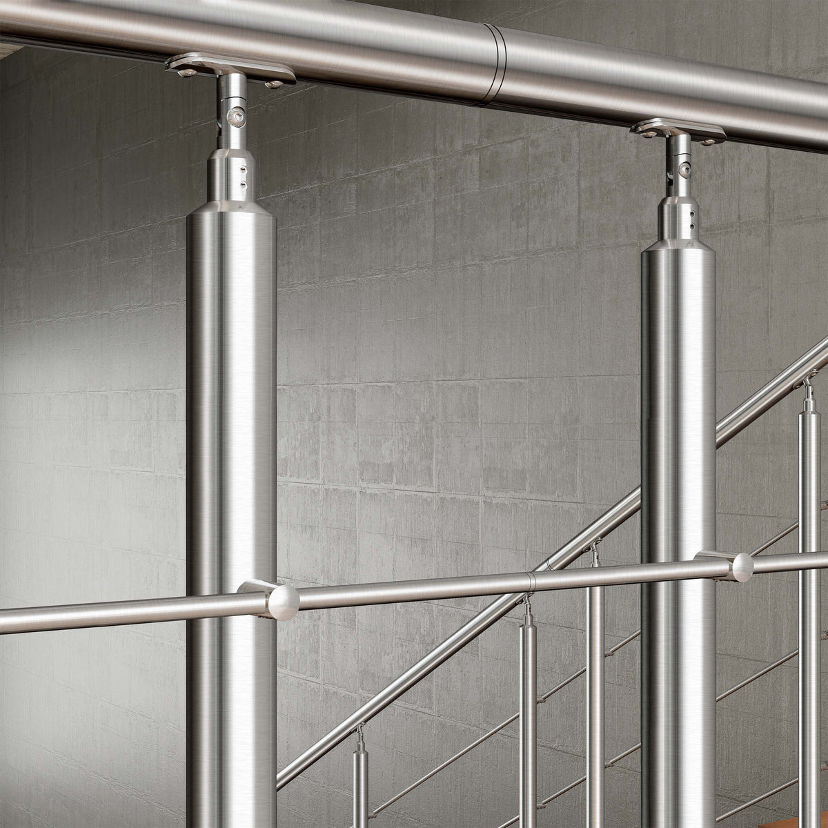 Garde-corps en acier inoxydable 304 3 traverses intérieur ou extérieur Fixation latérale à l'anglaise