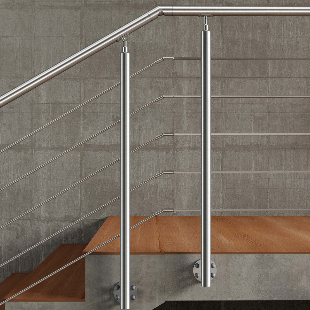Garde-corps en acier inoxydable 304 5 traverses adapté intérieur ou extérieur Fixation latérale