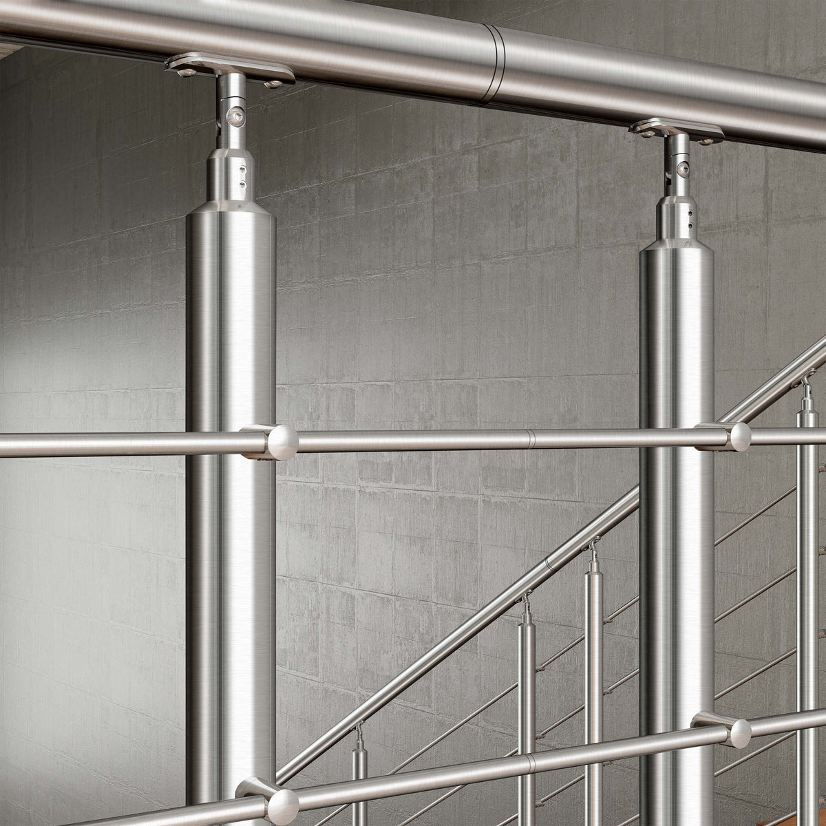 Garde-corps en acier inoxydable 304 5 traverses adapté intérieur ou extérieur Fixation latérale