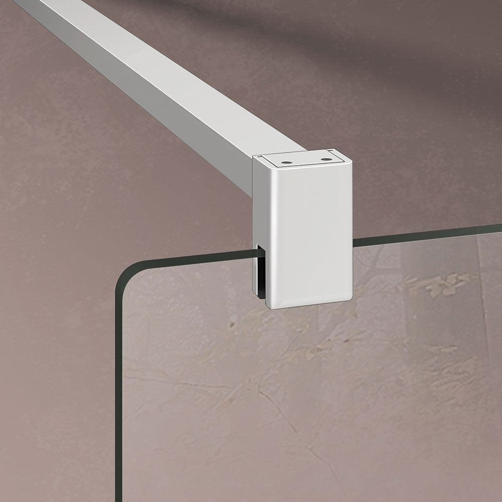 barre fixation pour paroi de douche verre 6mm 8 mm en aluminium anodisé blanc mat 90cm recoupable 