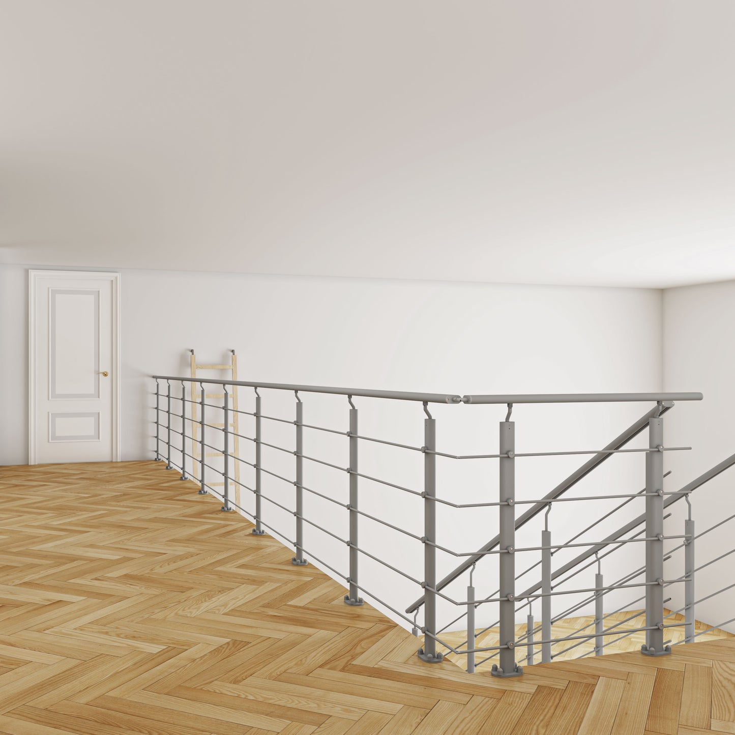 Rampe de sécurité pour escalier fixation à la française rampe en aluminium gris mat