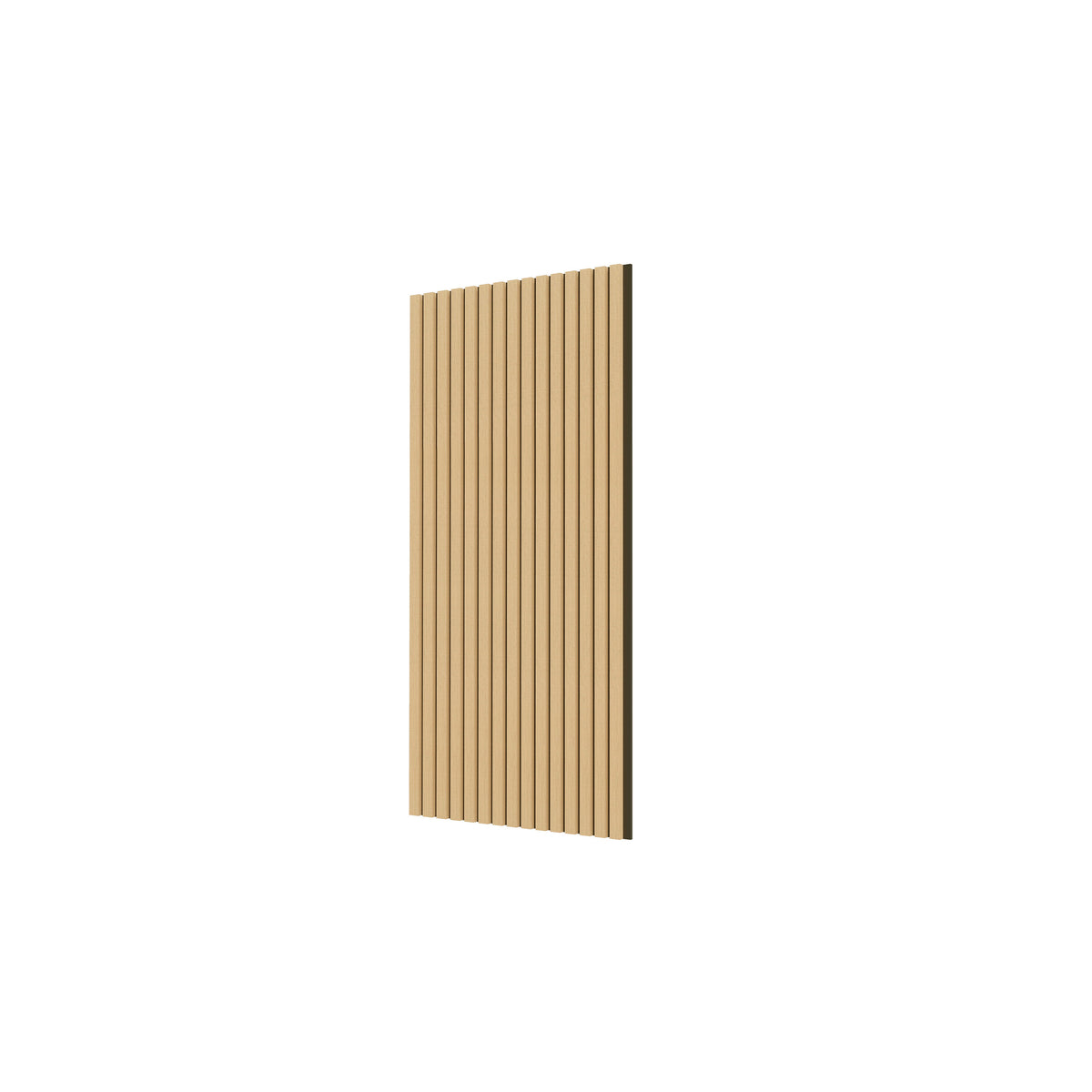 Panneaux acoustique décoratif tasseaux bois finition chêne foncé absoption sonore NRC 0,7