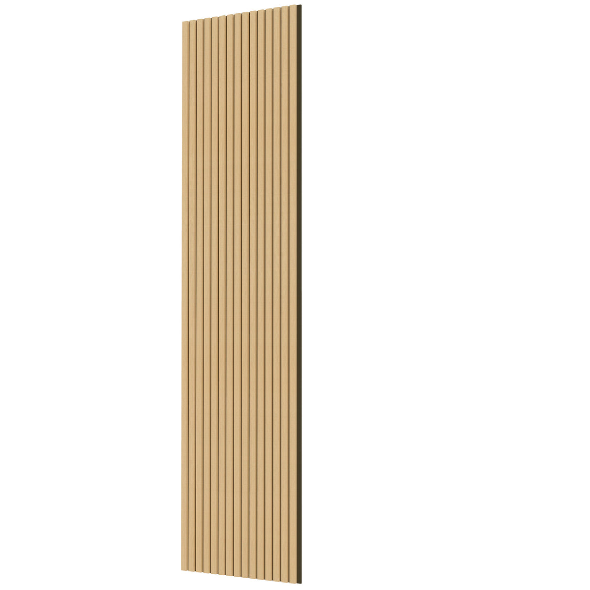 Panneaux acoustique décoratif tasseaux bois finition chêne foncé absoption sonore NRC 0,7