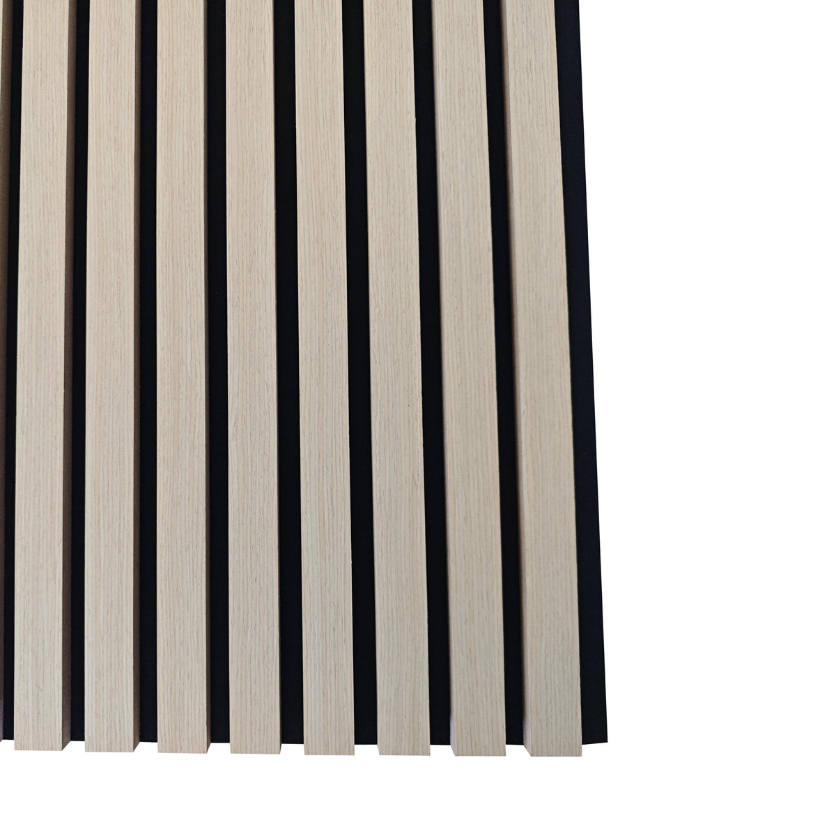 Panneaux acoustique décoratif tasseaux bois finition chêne naturel absoption sonore NRC 0,7
