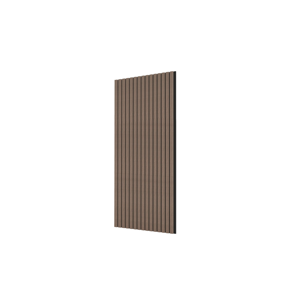Panneaux acoustiques décoratifs à tasseaux bois, finition noyer, absorption sonore NRC 0,7