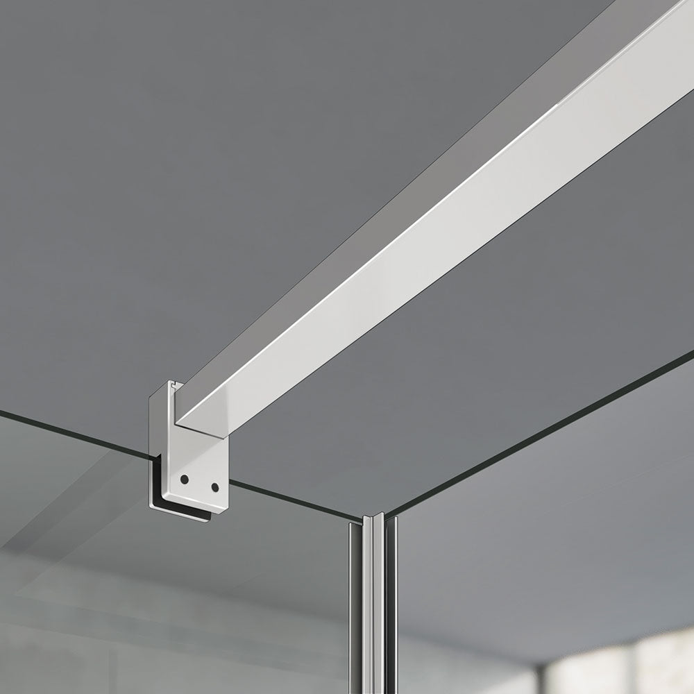 Grandverre-Paroi de douche à l'italienne en verre 8mm transparent avec 2 barres de maintien en blanc mat