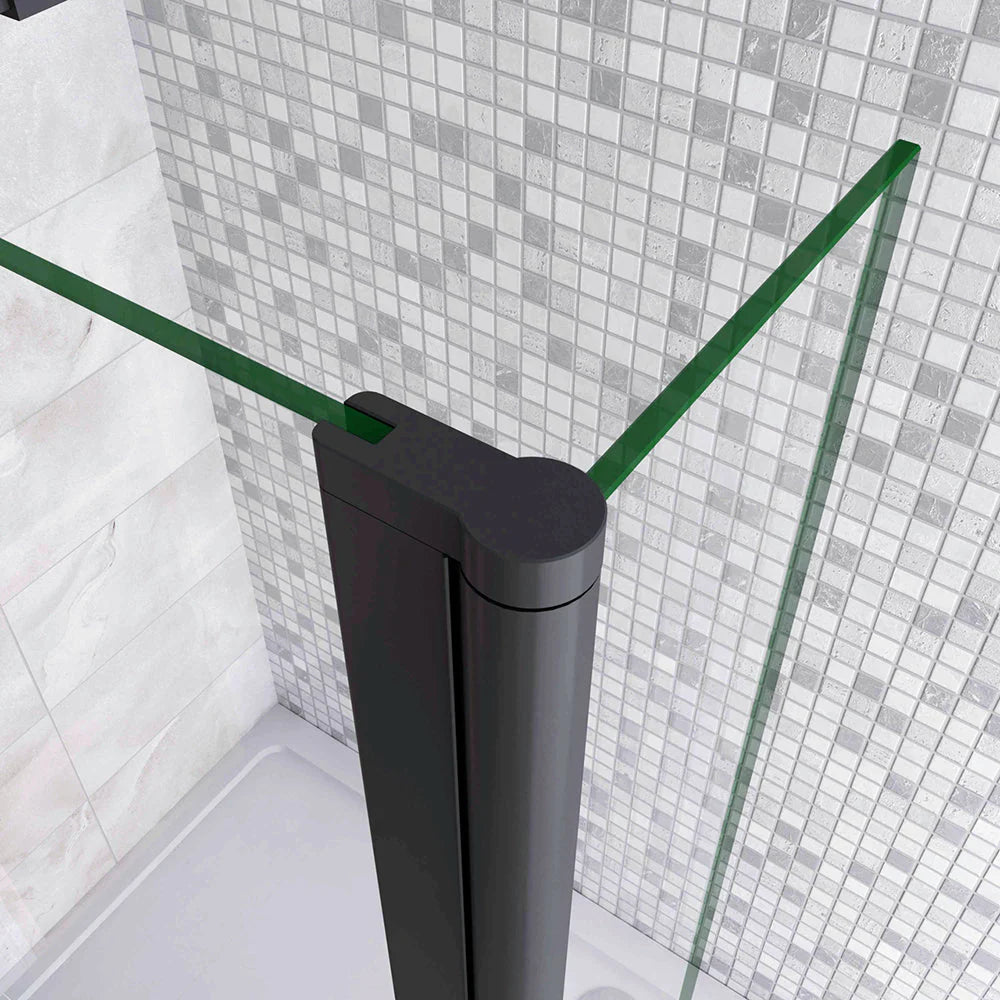 profilé vertical pour paroi de douche sérigraphiée avec volet pivotant et barre de stabilisation extensible