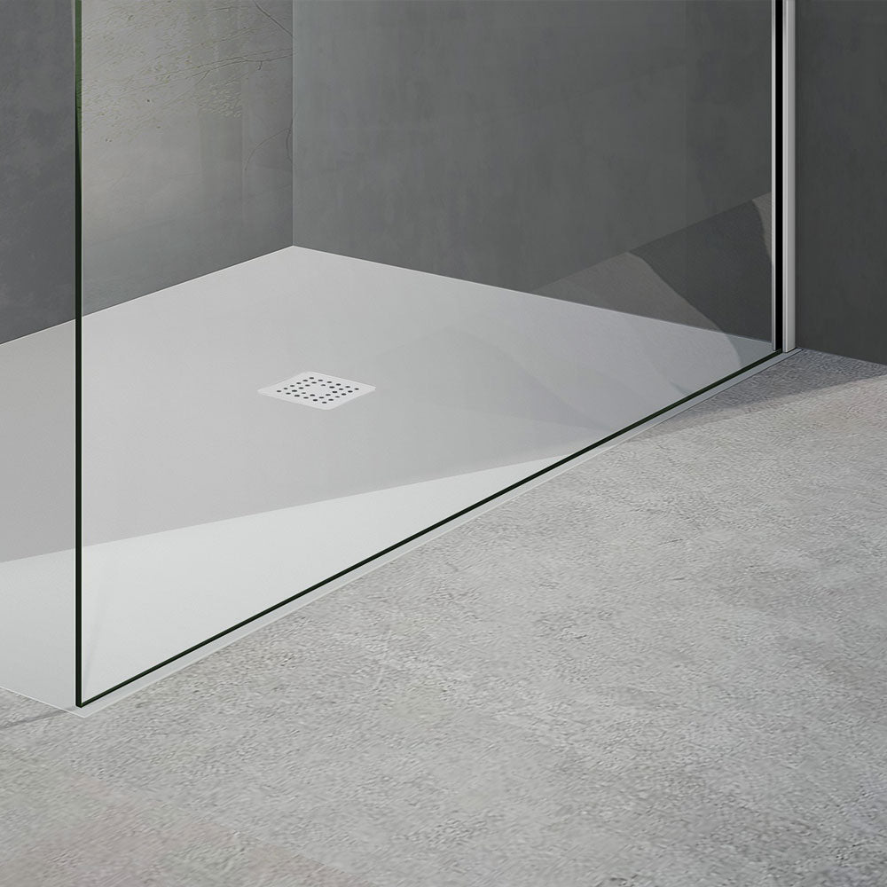 paroi de douche en verre securit avec profilé de fixation murale en aluminium blanc mat