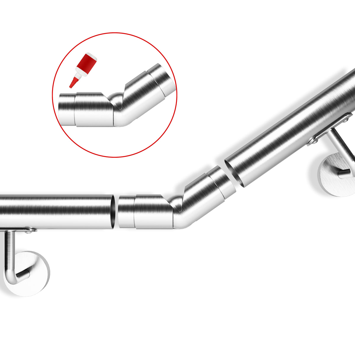 Raccord d'angle mobile pour main courante en acier inoxydable 304 brossé