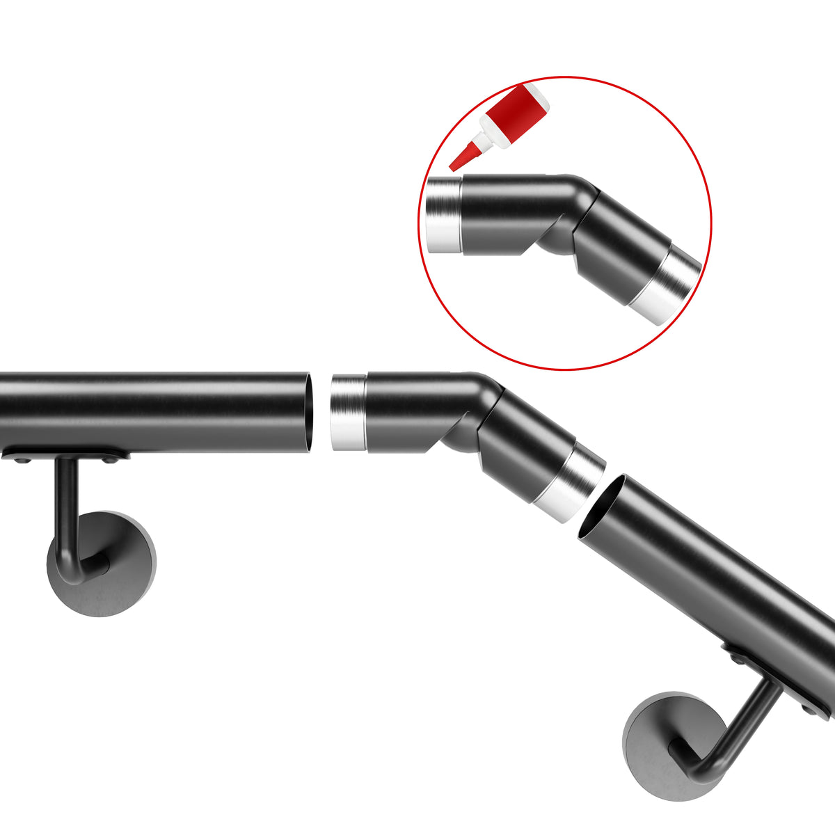 Raccord d'angle mobile pour main courante en acier inoxydable 304 noir mat