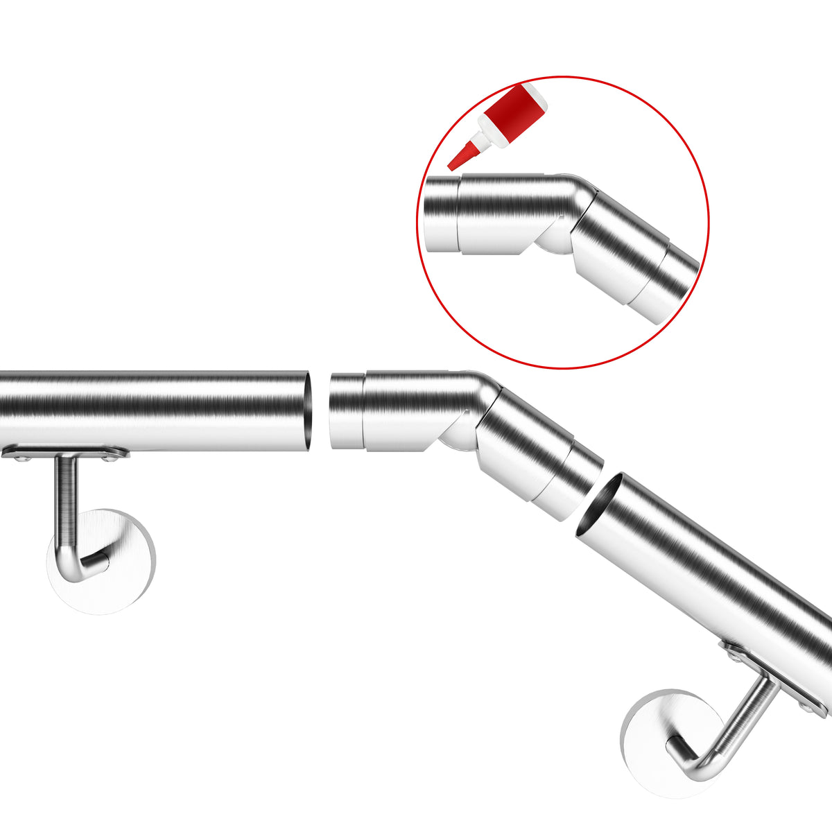 Raccord d'angle mobile pour main courante en acier inoxydable 304 brossé