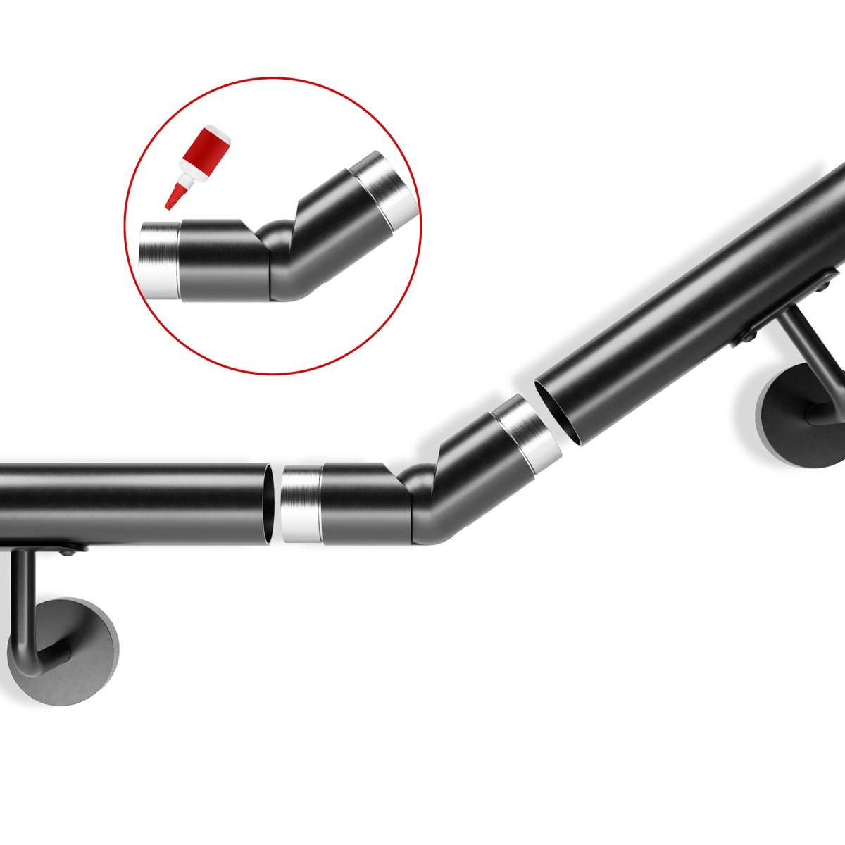 Raccord d'angle mobile pour main courante en acier inoxydable 304 noir mat