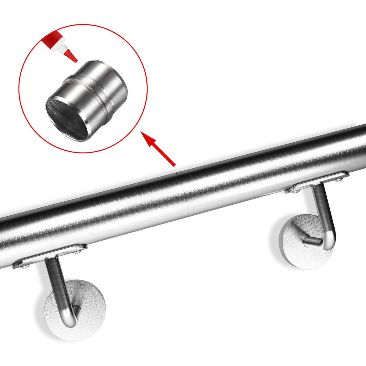 Raccord droit d'extension pour main courante en acier inoxydable 304 brossé