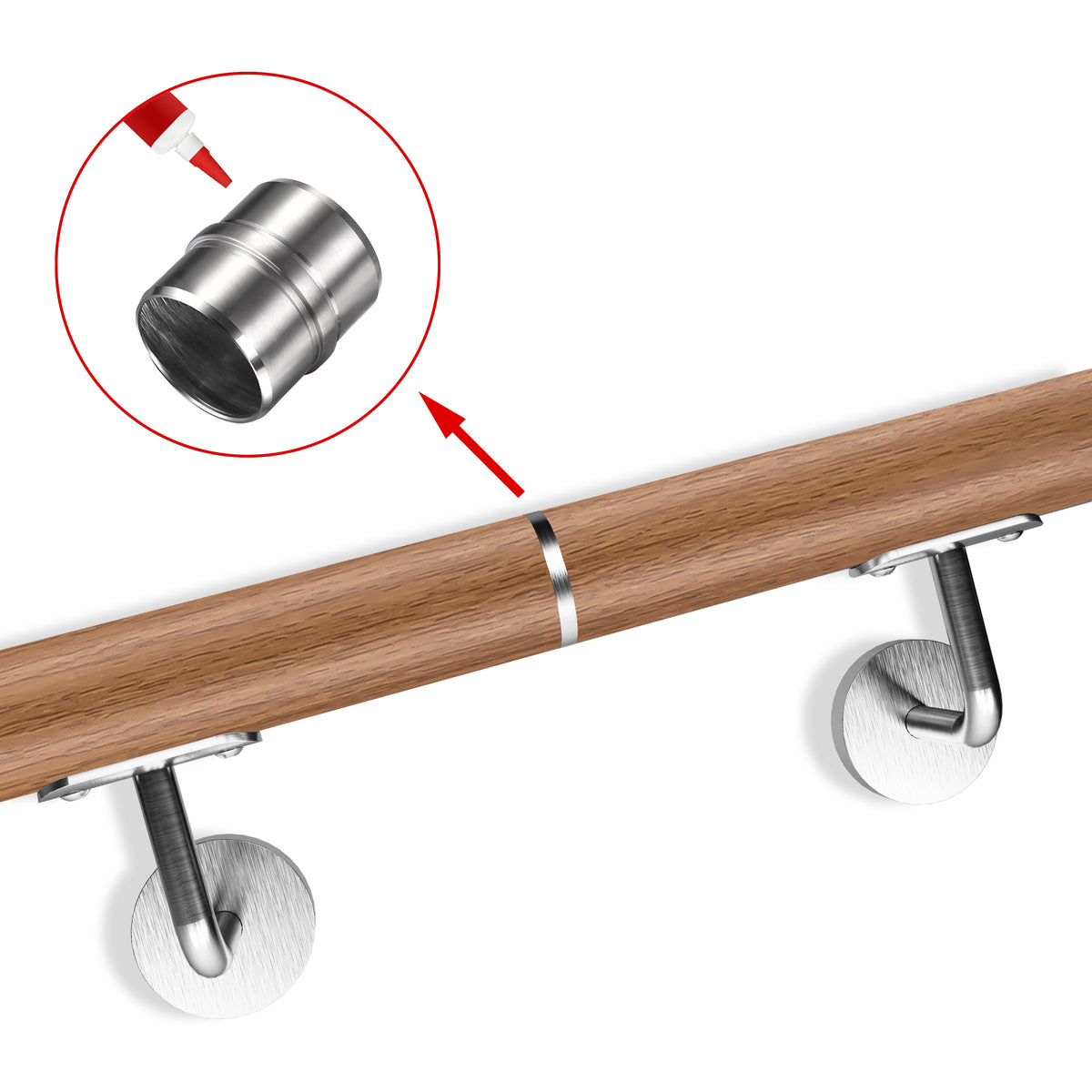 Raccord droit d'extension pour main courante en acier inoxydable 304 brossé