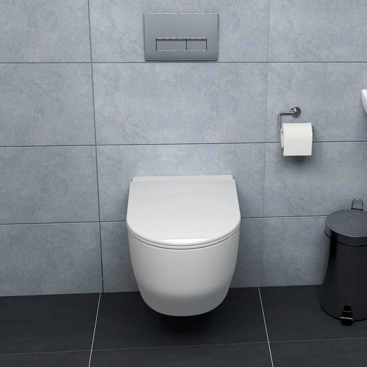 WC suspendue sans bride en céramique blanc  avec abattant SOFT CLOSE