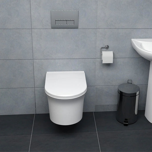 WC suspendue avec abattant SOFT CLOSE en céramique blanc sans bride Rimless