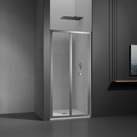 Porte de douche pliante en verre transparent 4mm pour installation en niche