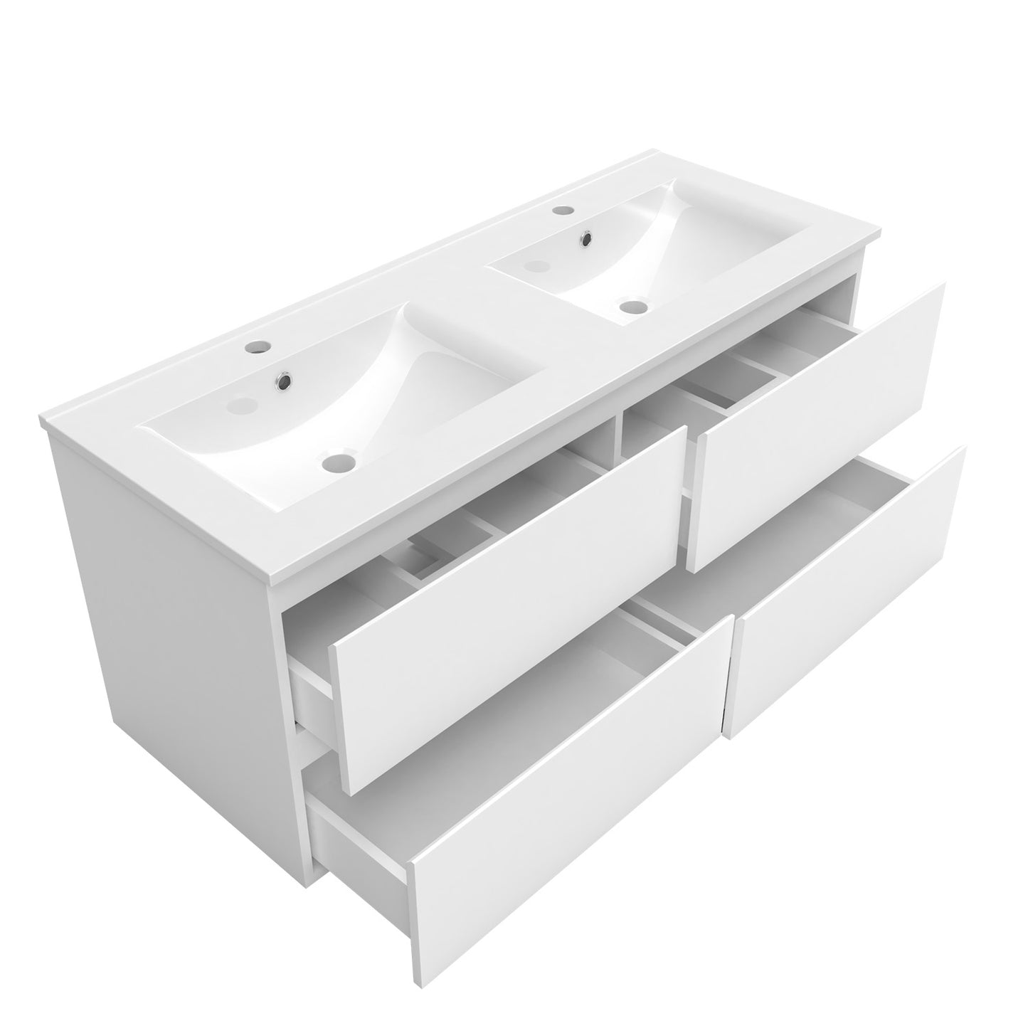 Meuble de salle de bain, Meuble de rangement avec lavabo suspendu 120cm, Blanc anthracite ou Bois Clair