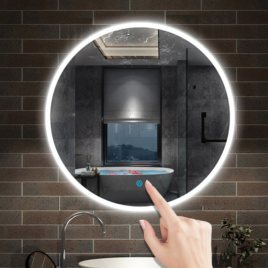 Miroir de salle bain Rond avec anti-buée, Lumière Blanc du jour 6000K