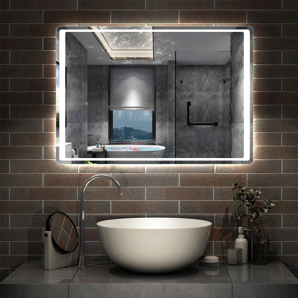 Miroir mural de salle de bain, illumination LED 6000K Lumière blanche