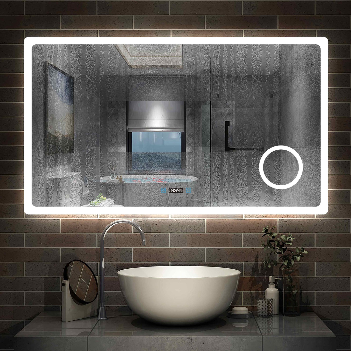 Miroir intelligent pour salle de bain éclairage LED, avec hauts-parleurs bluetooth