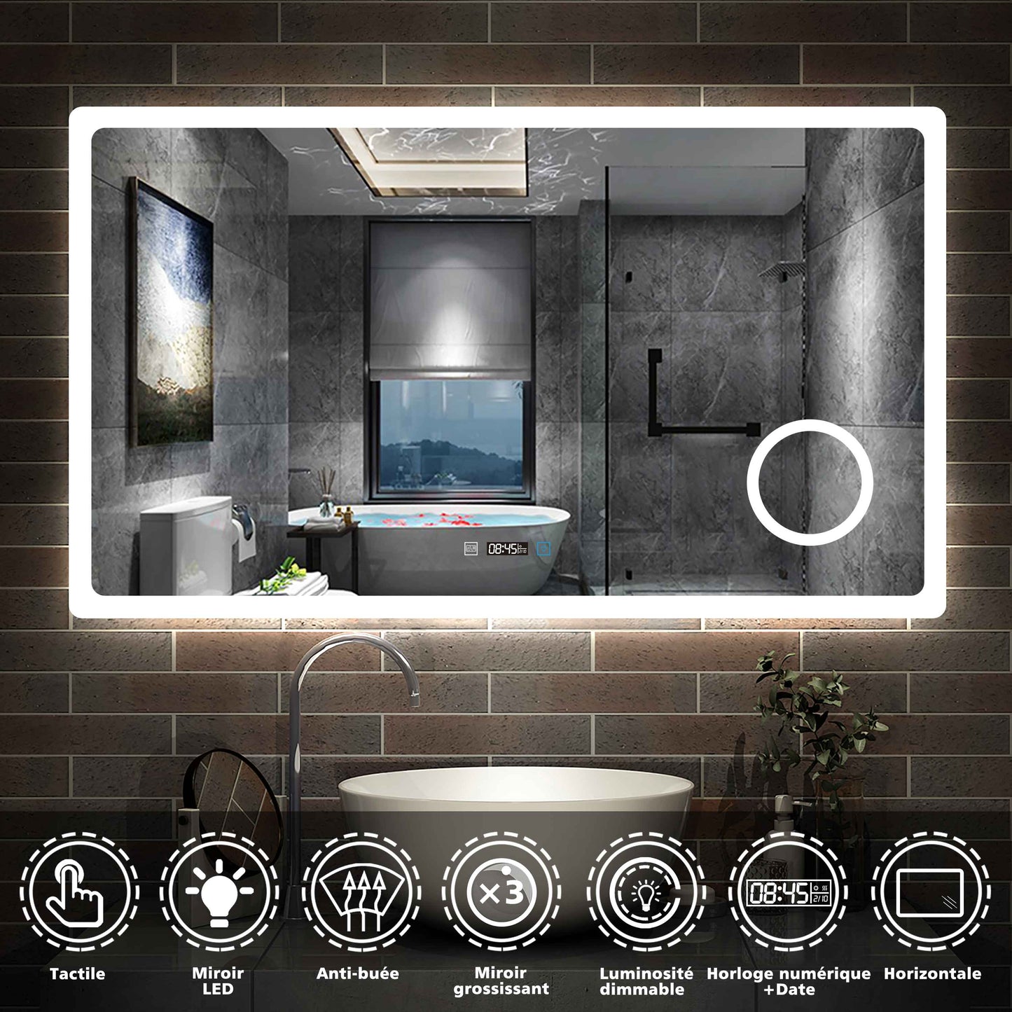 Miroir intelligent pour salle de bain multifonctions