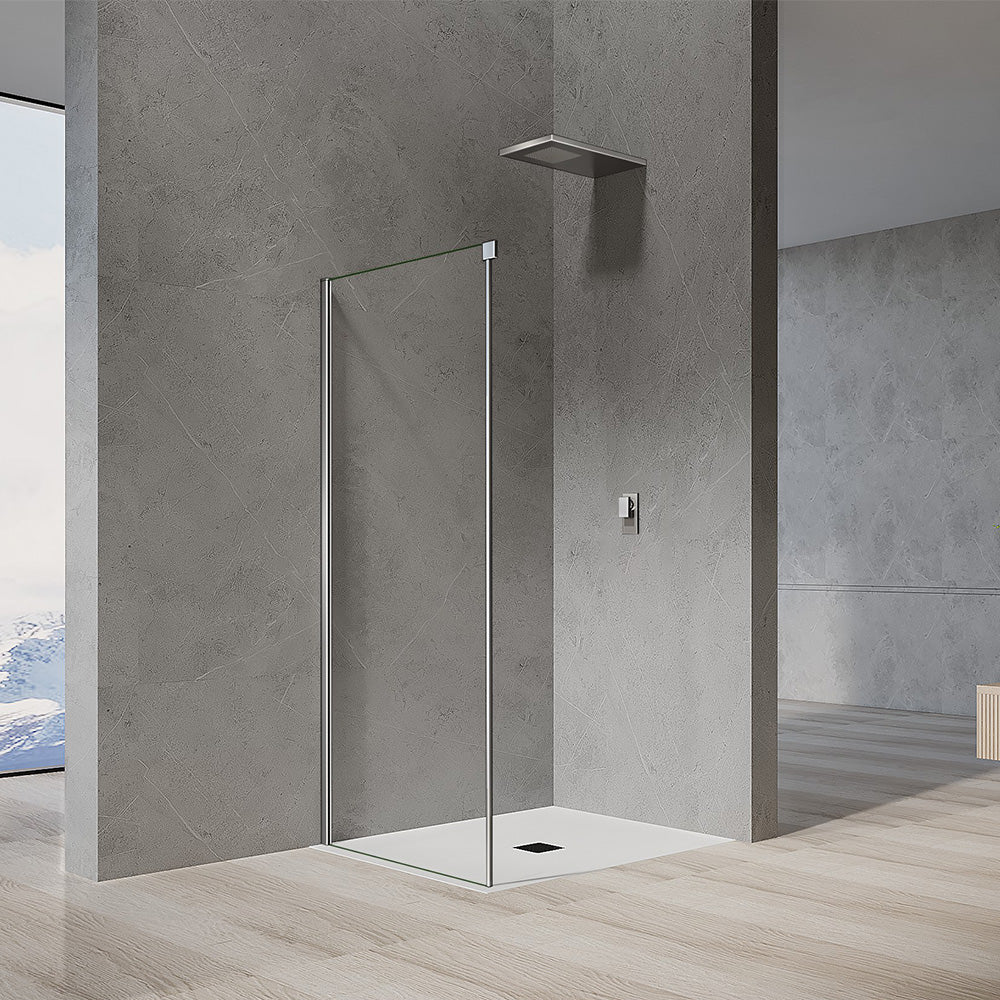Paroi latérale fixe pour cabine de douche en L en verre securit 8mm transparent anticalcaire hauteur 195cm