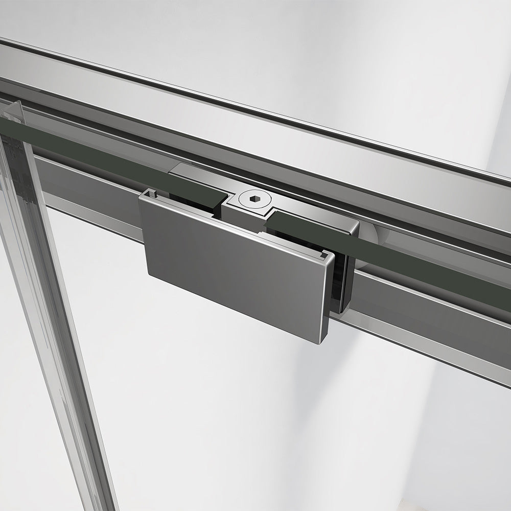 Mécanisme coulissant en aluminium chromé pour porte de douche à installation en niche