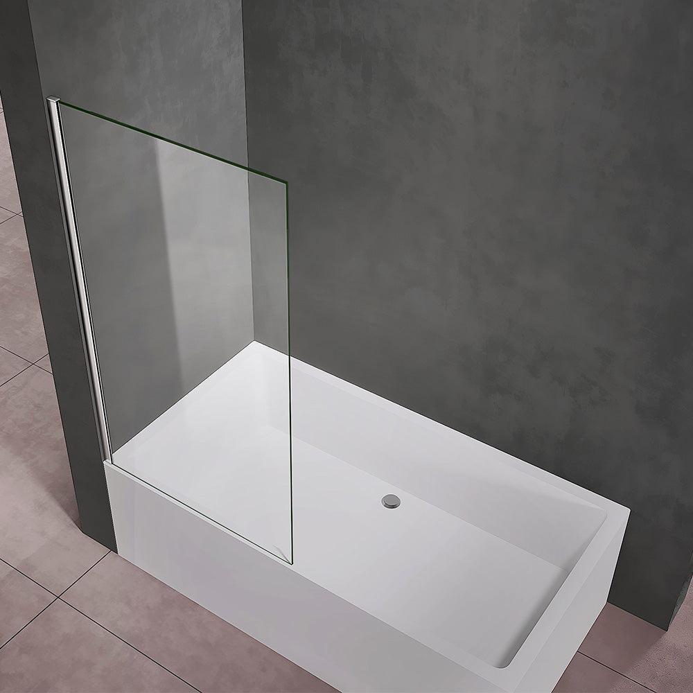 Pare baignoire fixe en verre securit 5mm transparent avec profilé mural en aluminium